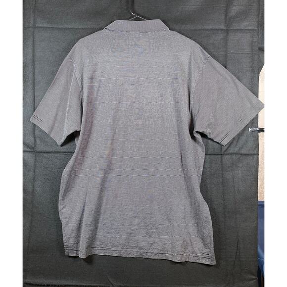 Peter Millar Mens Shirt Black White Stripe Short Sleeve Polo 100% Cotton Large - Picture 9 of 11